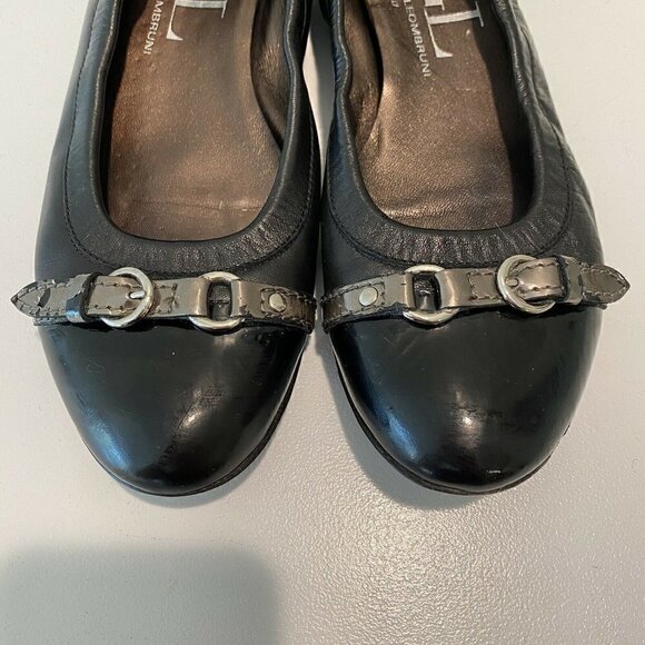 AGL Ballet Flats Shoes Black Buckle Cap Toe 39 - Picture 3 of 10